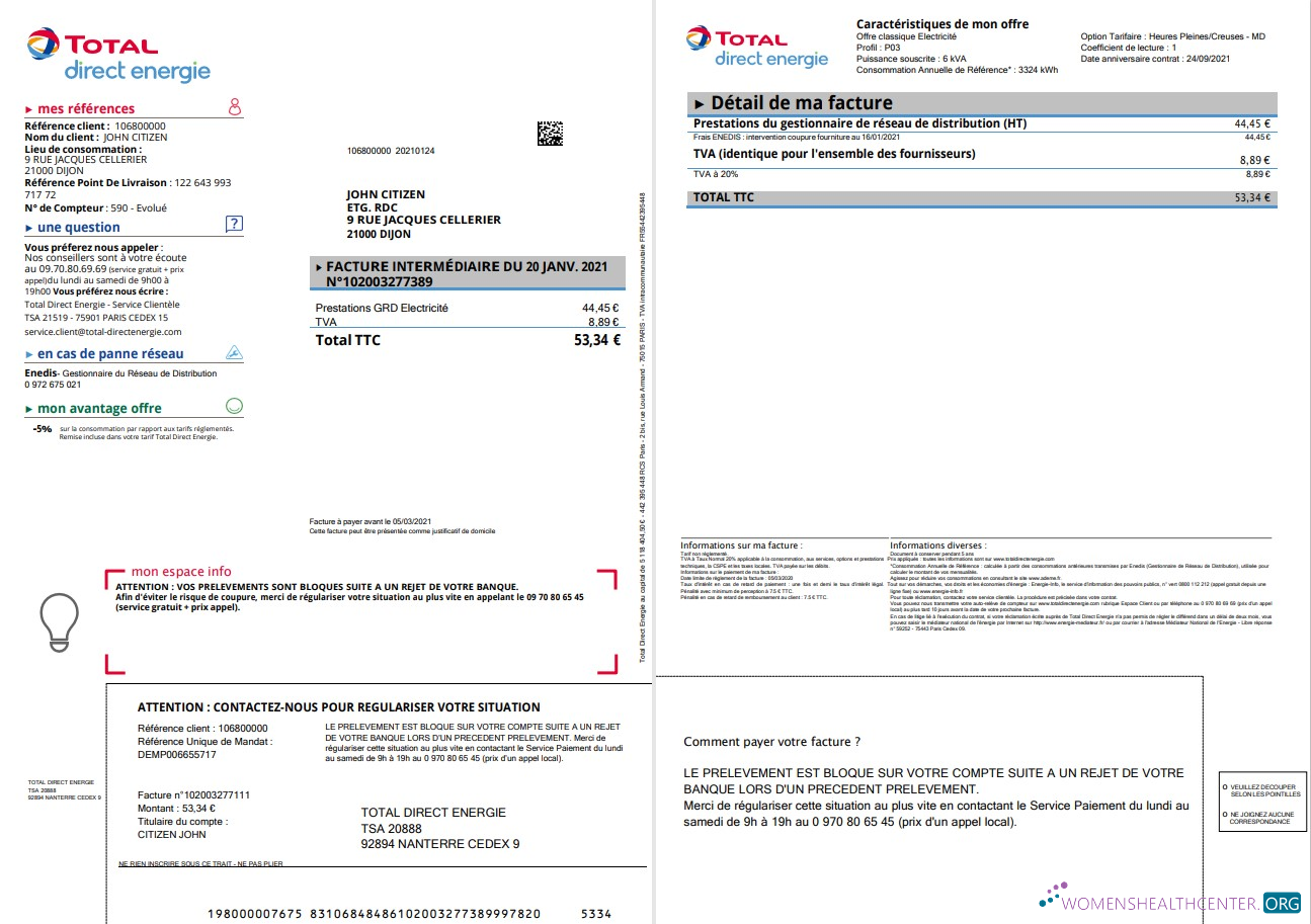 download download France Total Direct Energie utility bill